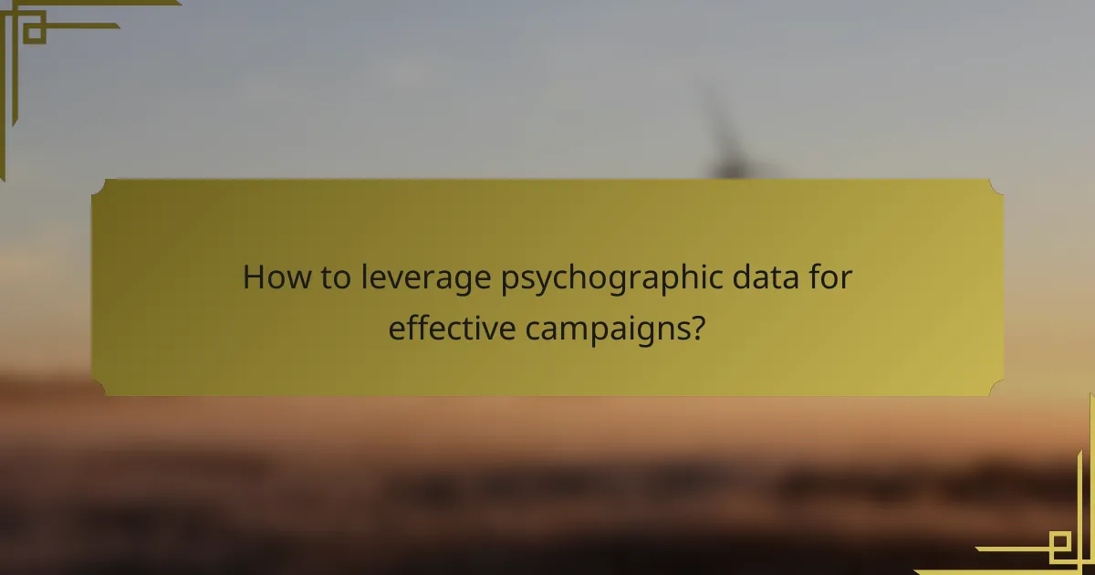 How to leverage psychographic data for effective campaigns?
